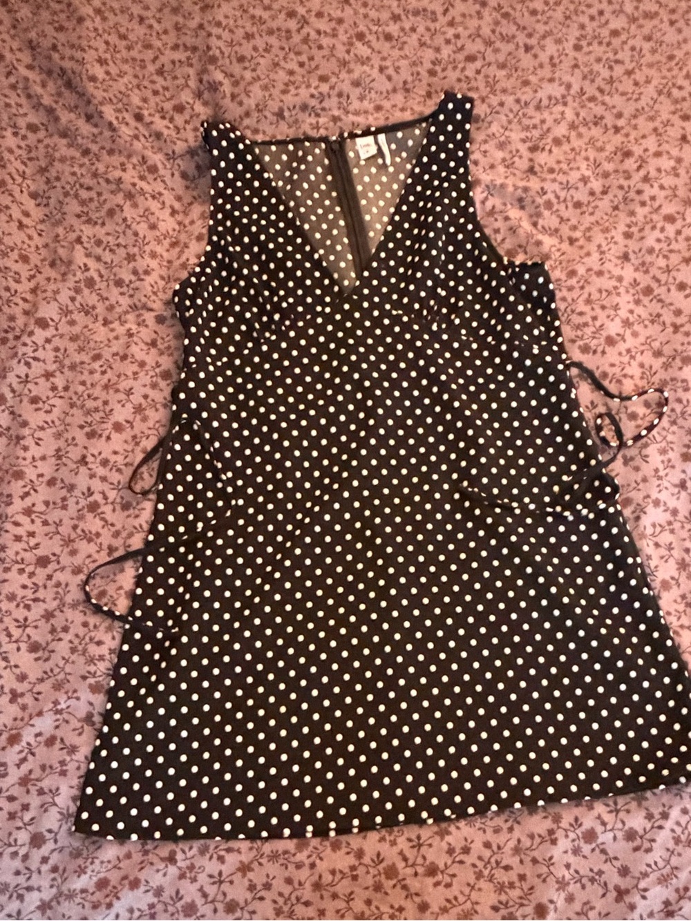 Black Polka Dot V-Neck Dress - Picture 3 of 4